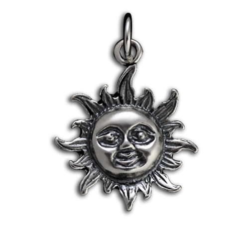 925 Sterling Silver Smiling Sun Face Cute Charm Pendant & Necklace 