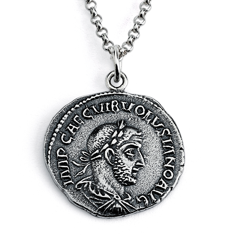 925 Sterling Silver REPLICA Volusian Roman Coin Pendant Necklace ...