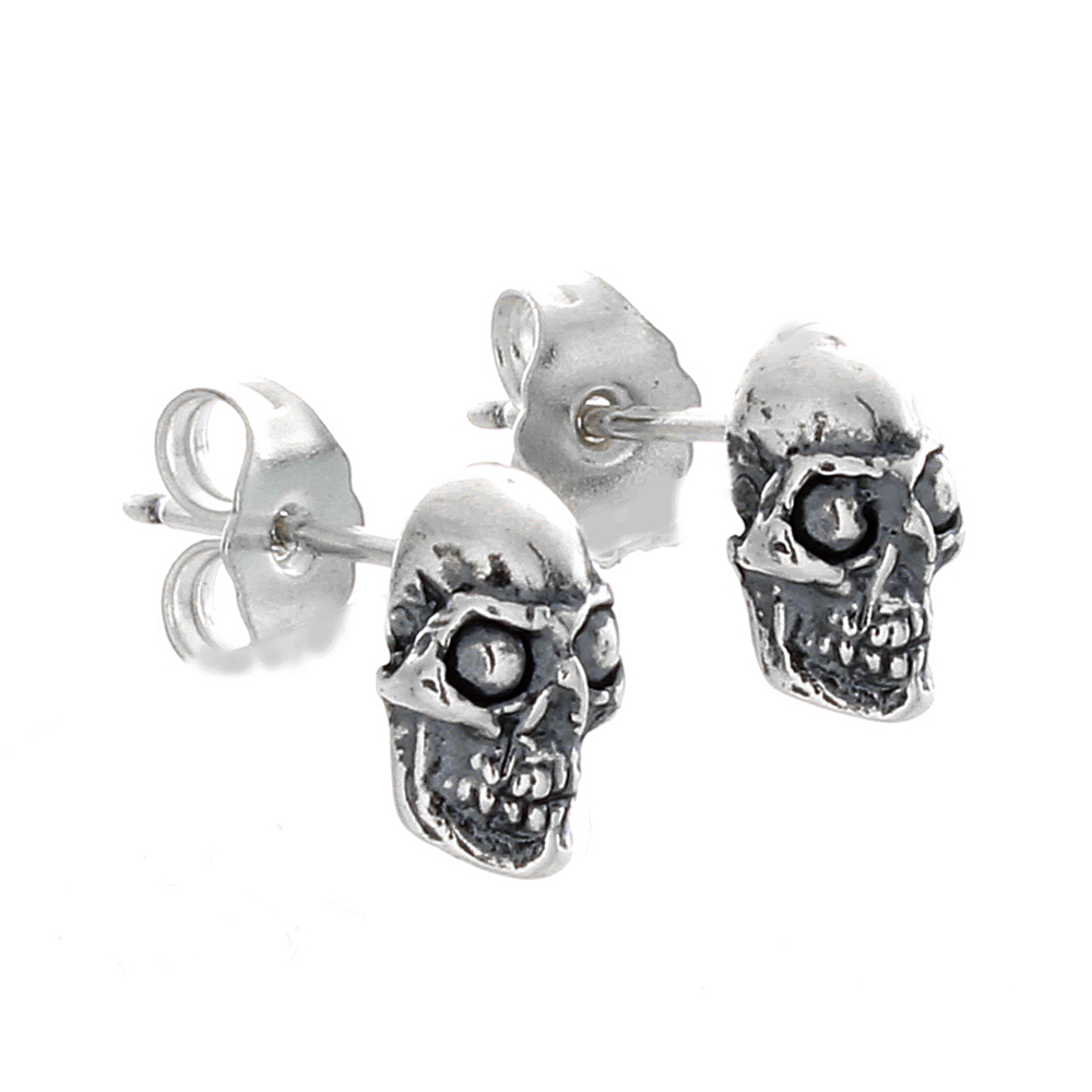 925 Sterling Silver Tiny Skull Post Earrings Set | Belcho USA