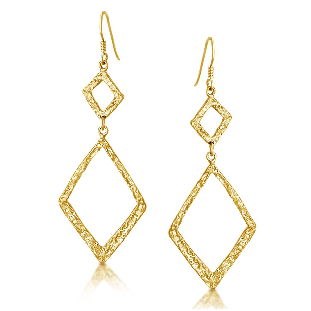 Square Textured Dangling Hook Earrings | Belcho USA